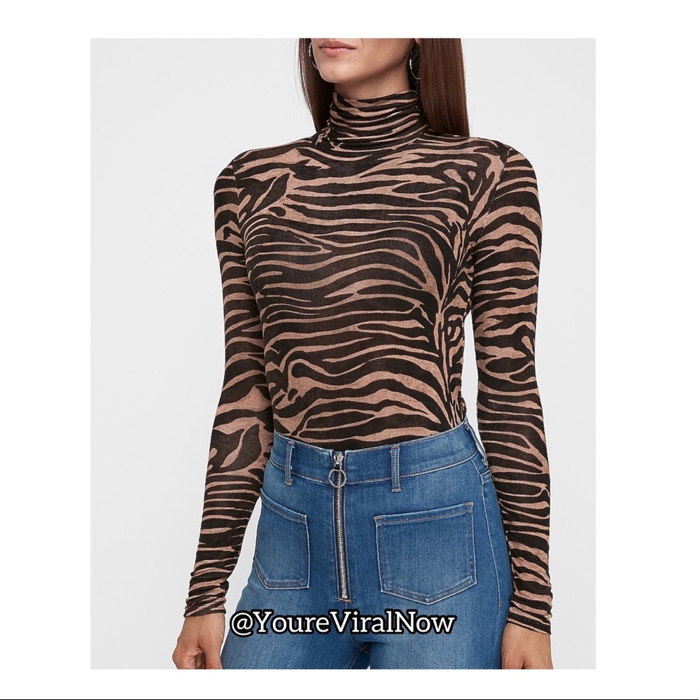 Animal Print Mock Neck Tee